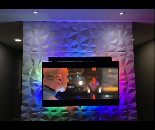 15Pack 3D Wall Panels Diamond Textured Wall Tiles PVC Waterproof 11.8 * 11.8IN 3D Wall Panel for Gaming Room,Living Room,Tv Background,Kitchen,Washroom and More