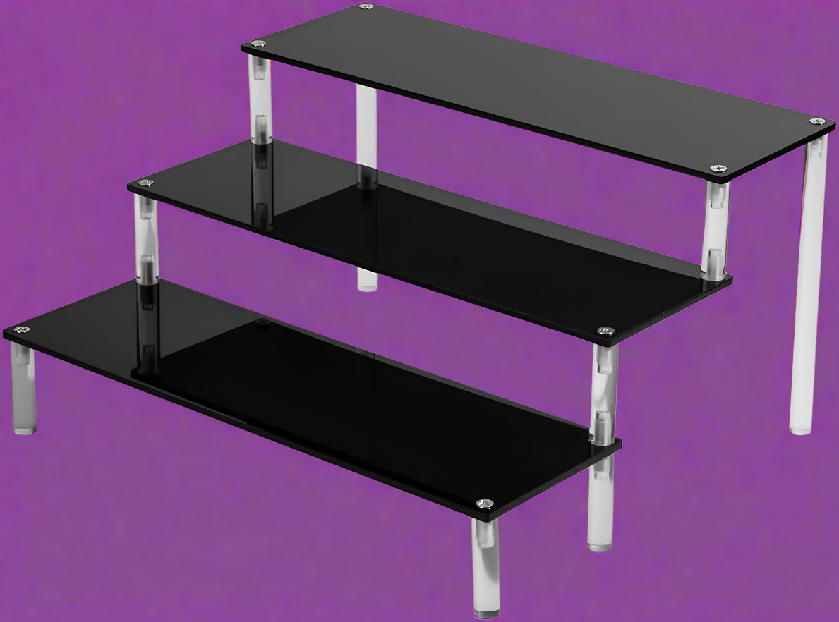 Black Acrylic Display Stand Perfume Display Stand, 3 Tier Desserts Holder,3 Tier Cupcake Display Risers Steps for Organizer and Decoration