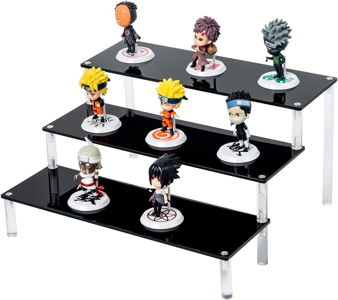 Black Acrylic Display Stand Perfume Display Stand, 3 Tier Desserts Holder,3 Tier Cupcake Display Risers Steps for Organizer and Decoration