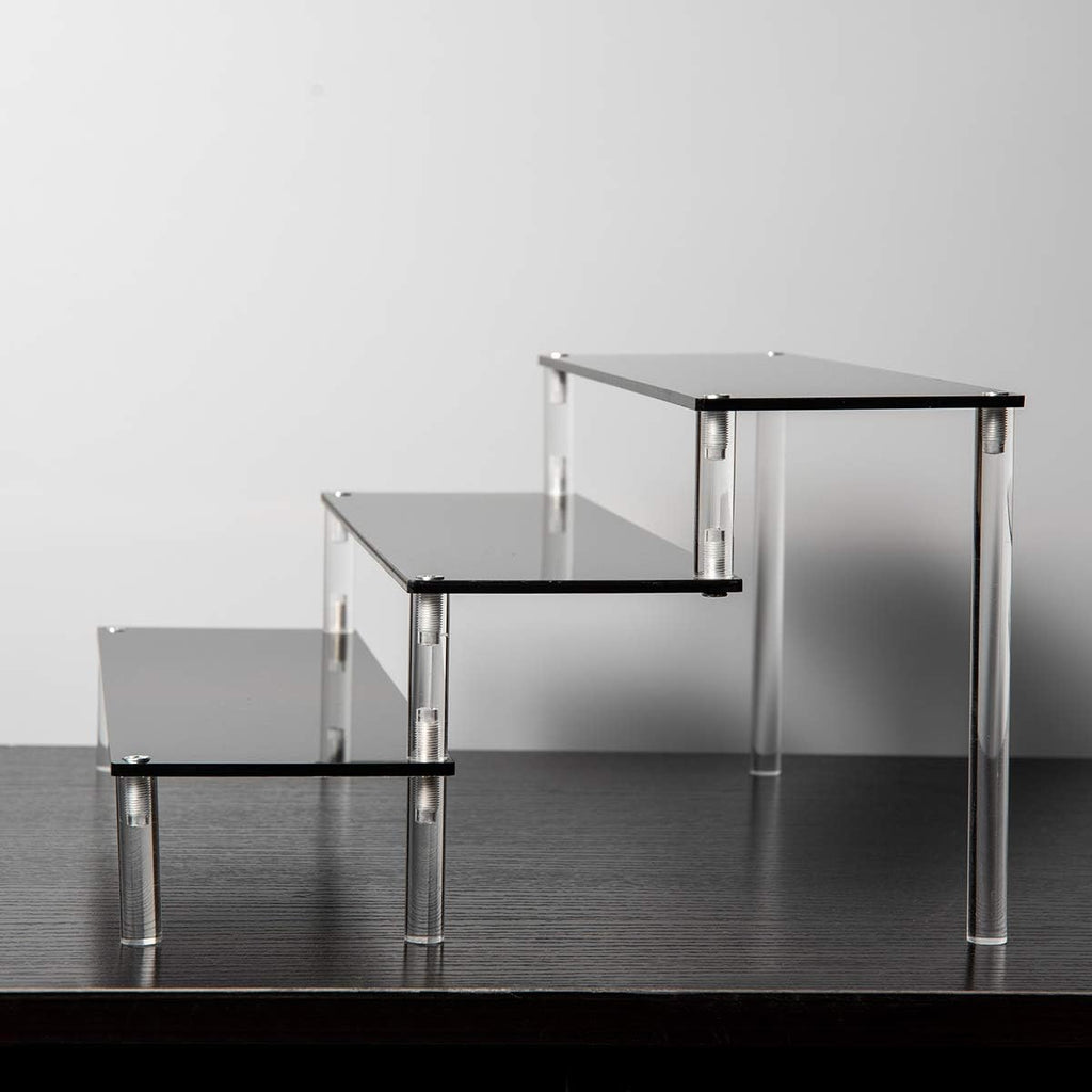 Black Acrylic Display Stand Perfume Display Stand, 3 Tier Desserts Holder,3 Tier Cupcake Display Risers Steps for Organizer and Decoration