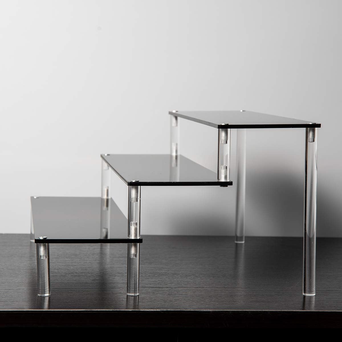 Black Acrylic Display Stand Perfume Display Stand, 3 Tier Desserts Holder,3 Tier Cupcake Display Risers Steps for Organizer and Decoration