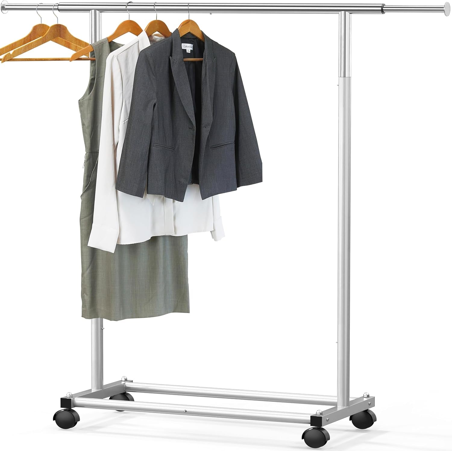 Simplehouseware Standard Rod Clothing Garment Rack, Silver