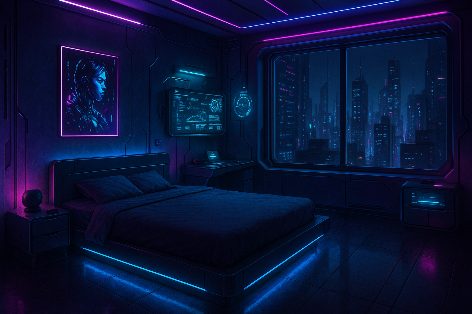 cyberpunk bedroom